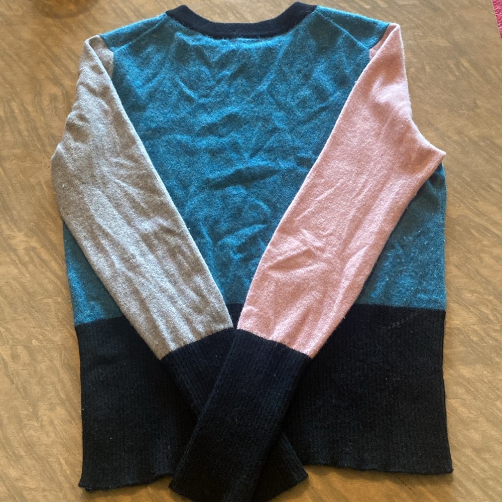 Aqua Cashmere Color Block Sweater - Picture 3 of 5